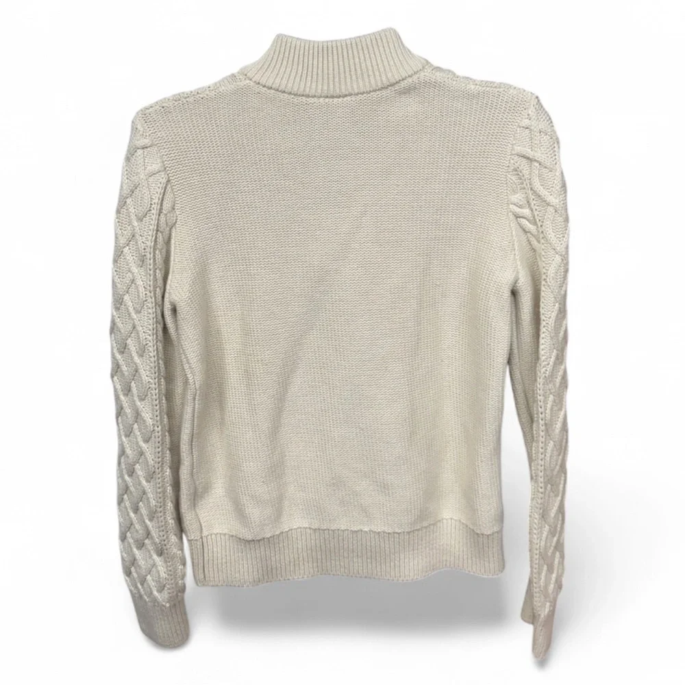 GAP Kids Organic Cotton Button Mock Neck Cable Knit Sweater
